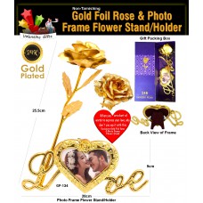 24K Golden Rose with Love Photo Frame, Gift Box and Carry Bag